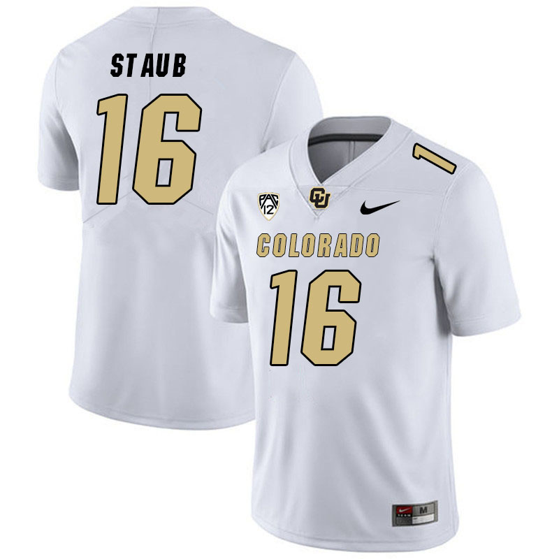 Men #16 Ryan Staub Colorado Buffaloes College Football Jerseys Stitched Sale-White